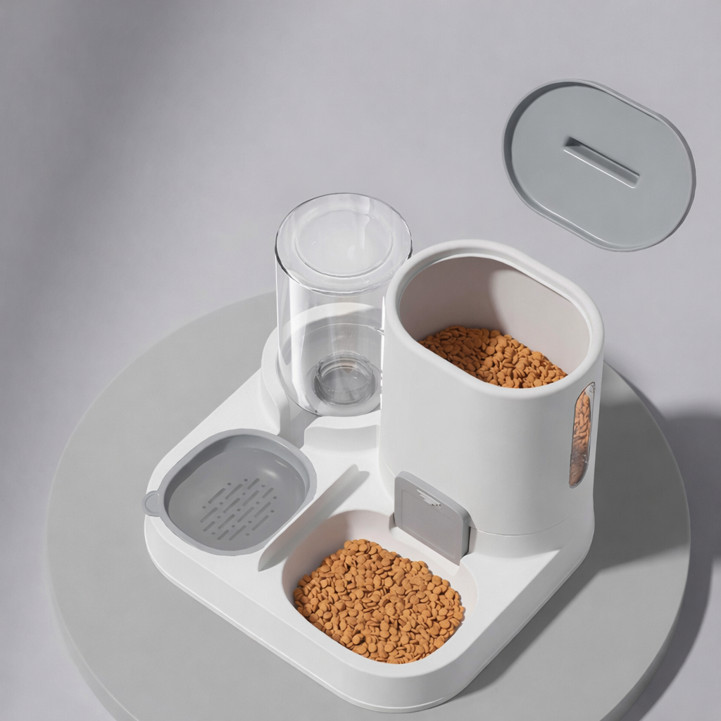 Store food in the food container and fresh water on the bottle