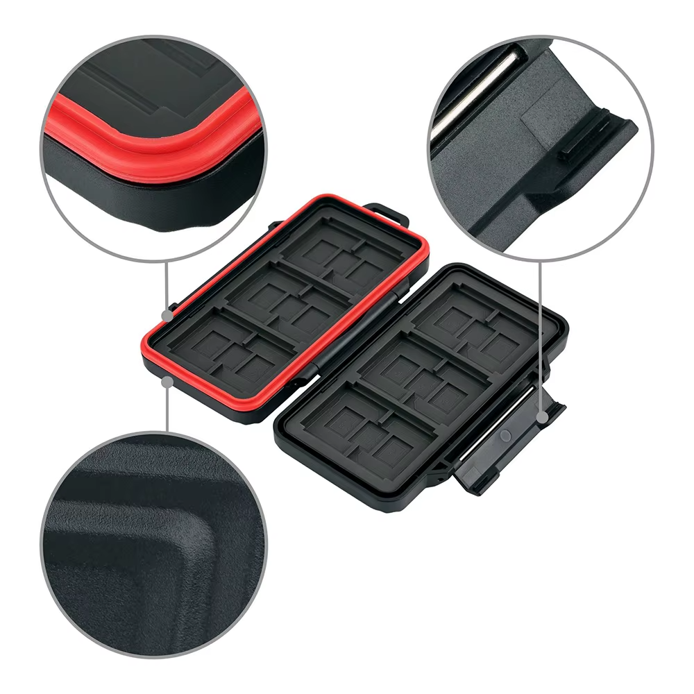 Opened and zoomed storage sd card case