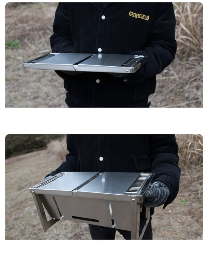 Foldable grill. Compact and full structure modules