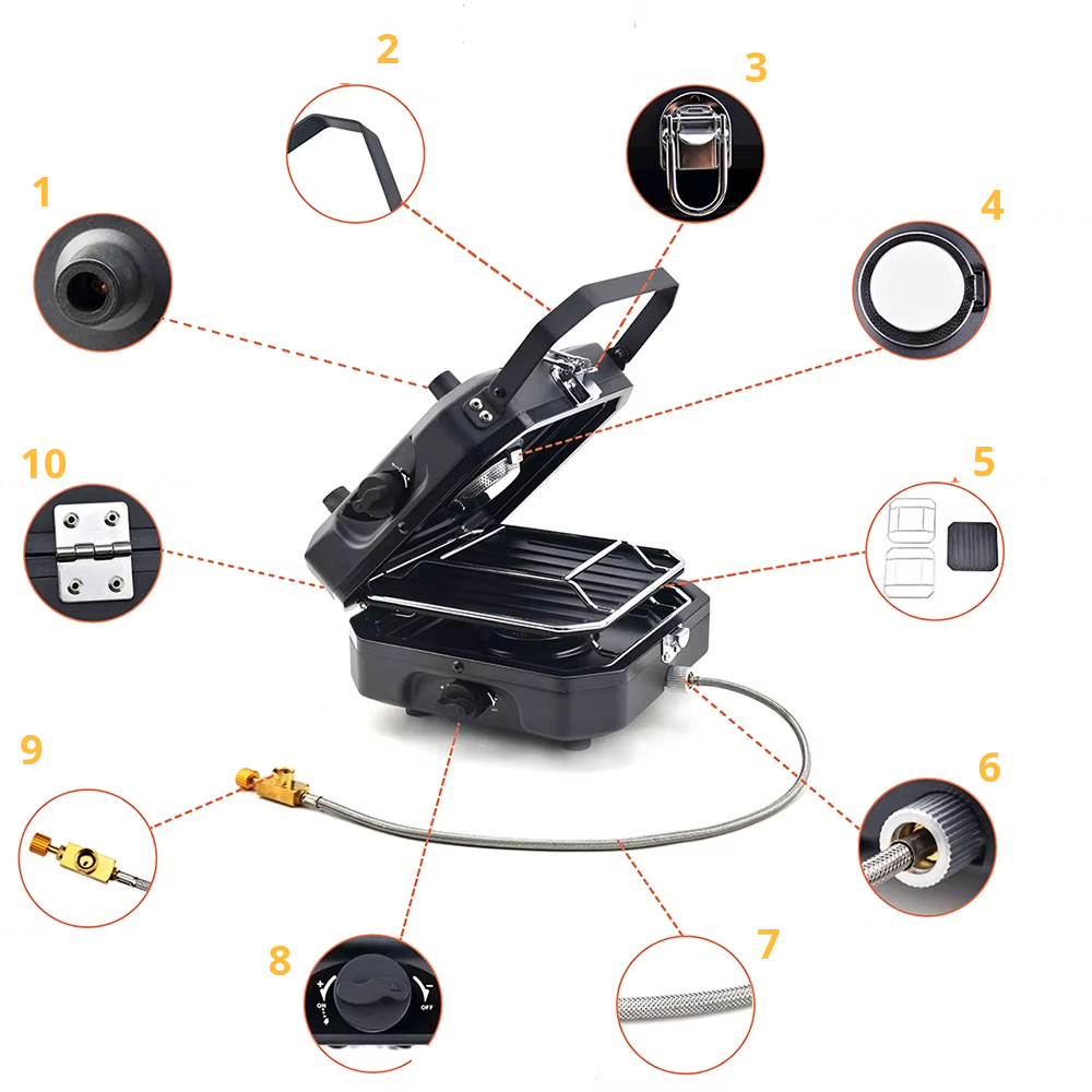 Double camping stove explained inner parts
