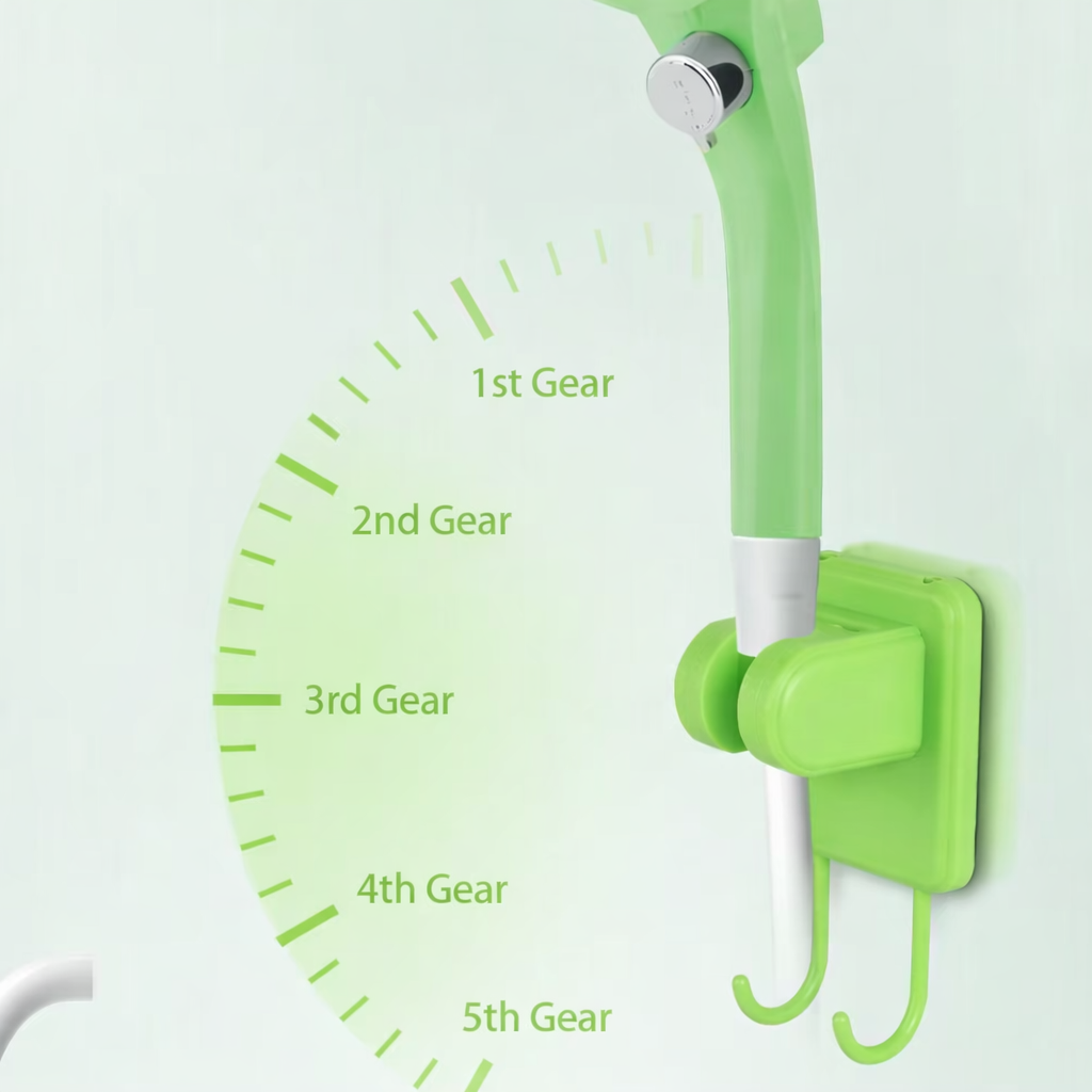 Rotational shower rack from portable camping shower