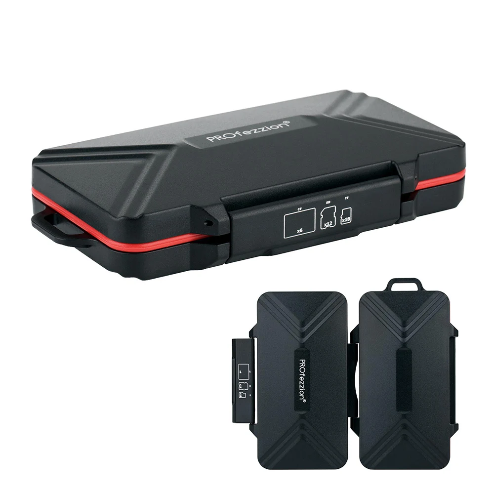 Isometric and front view from storage card case