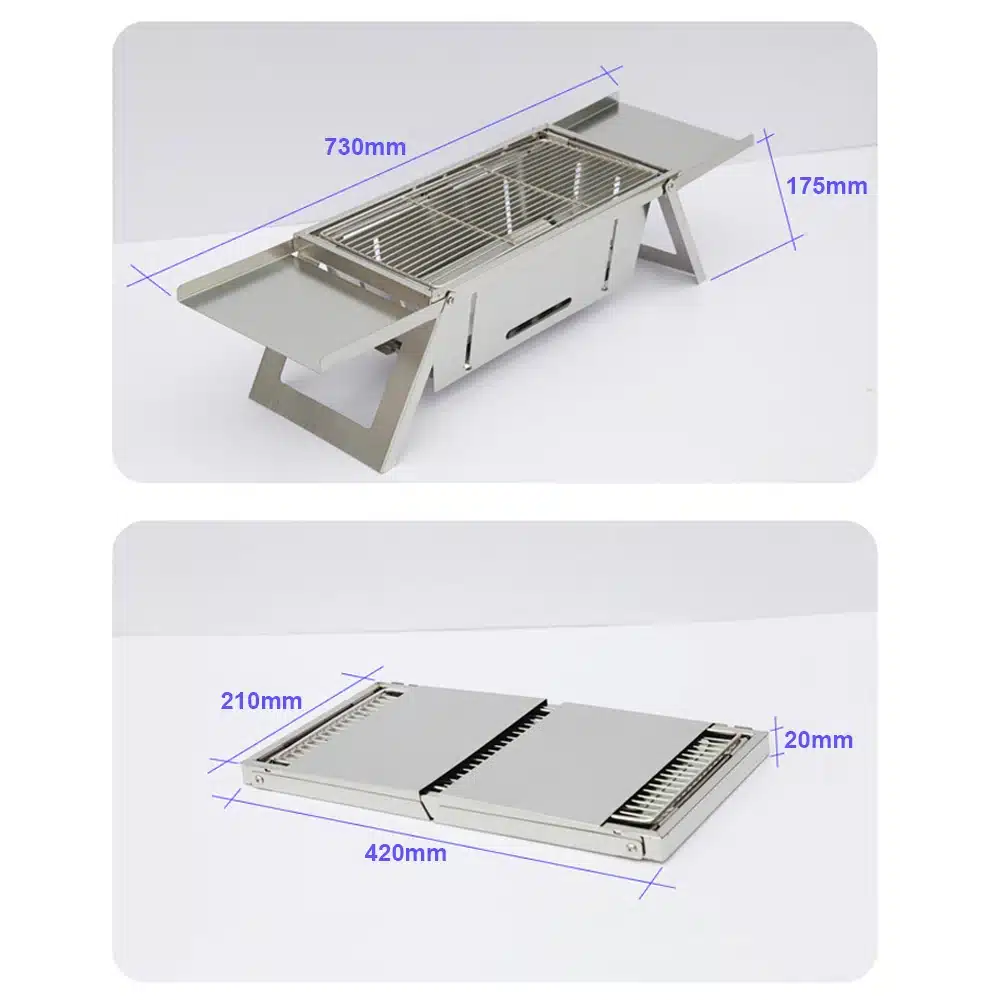Dimensions of portable foldable barbecue grill