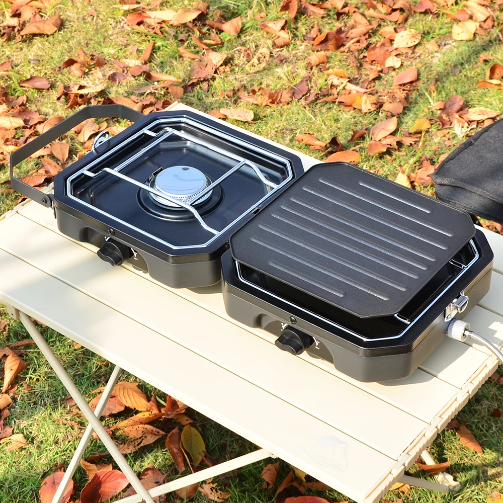 opened double camping stove