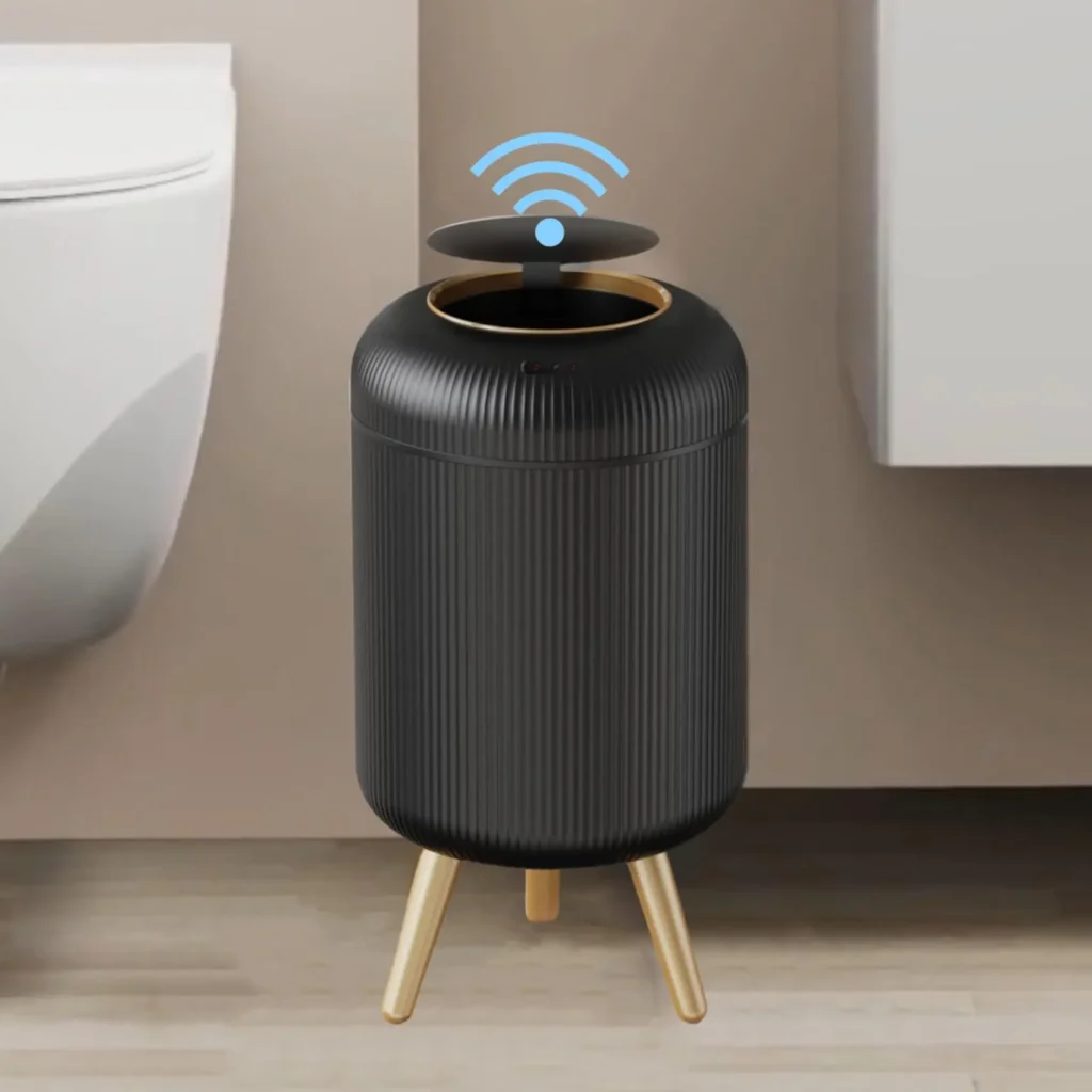 black smart trash can