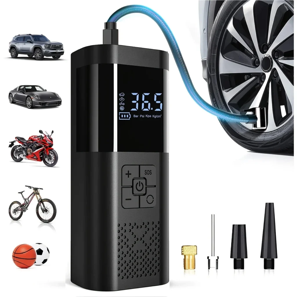 portable air compressor for car, motorcycle, bike, ball