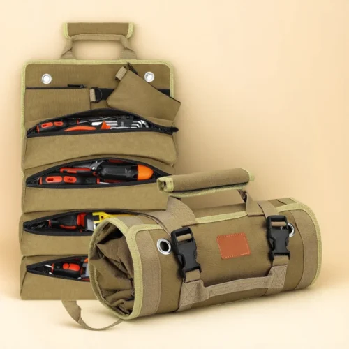 Brown tool bag Roll up tool bag