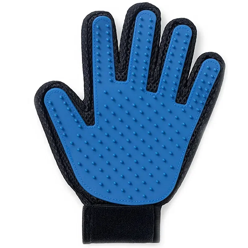 left blue color grooming glove