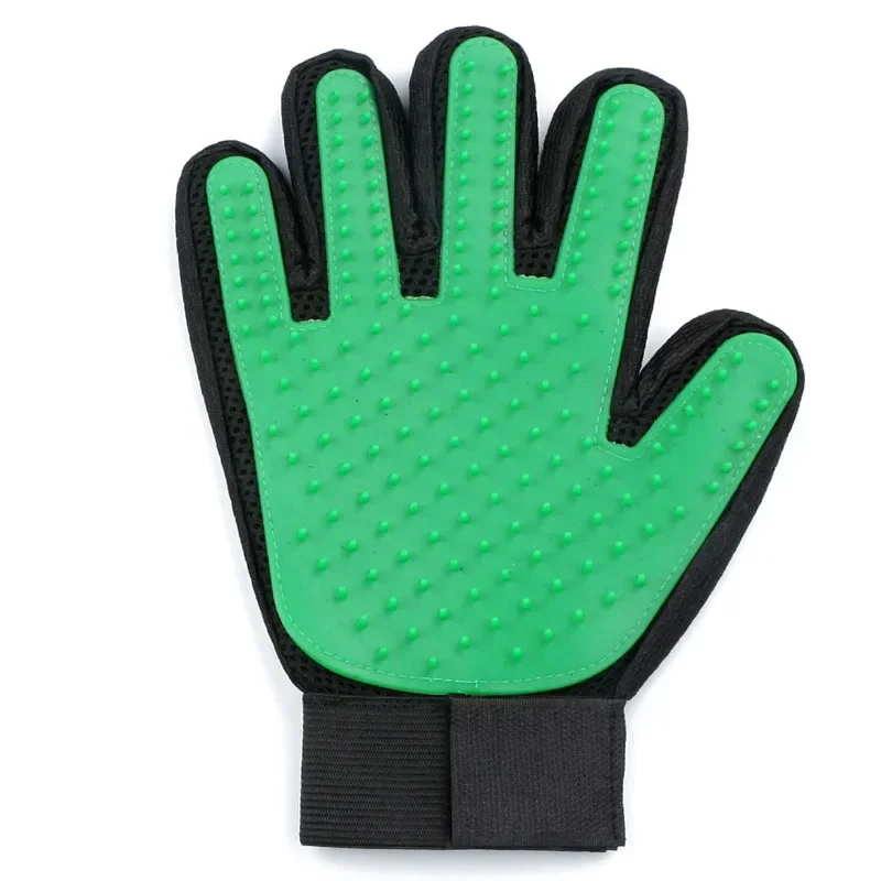 right green color grooming glove