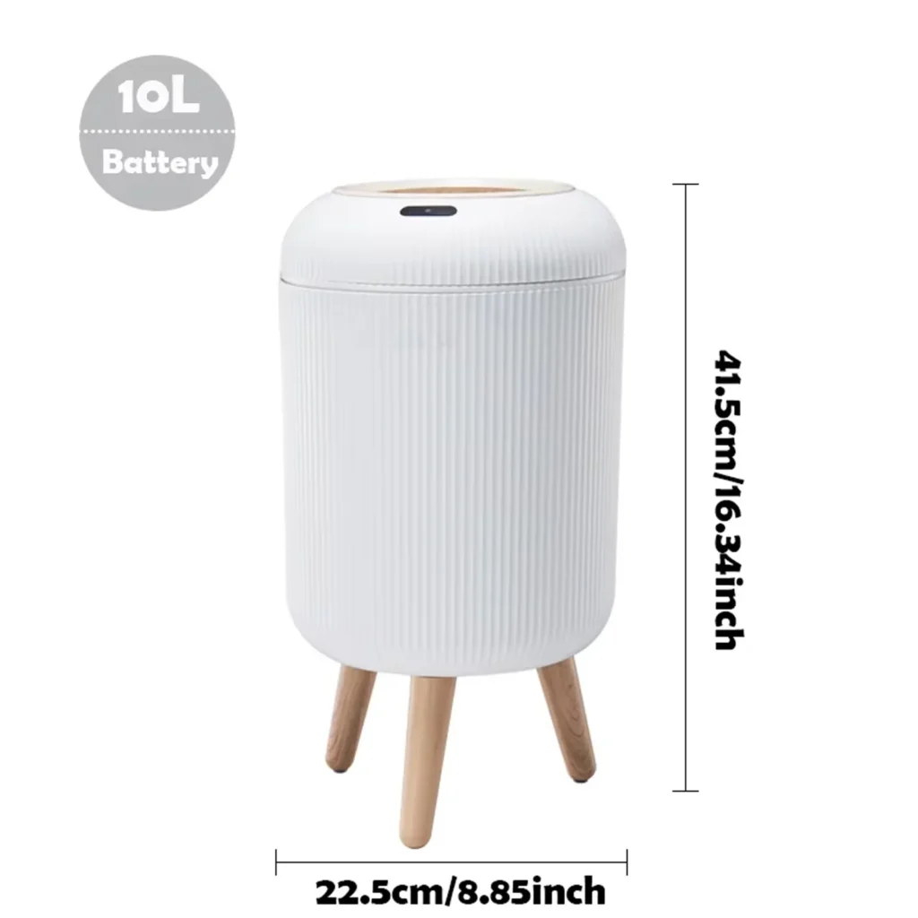 white smart trash can