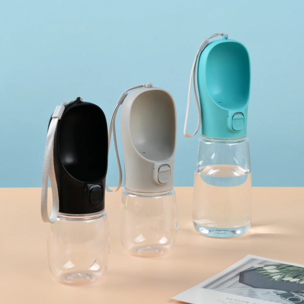 black, gray and green dog water bottle