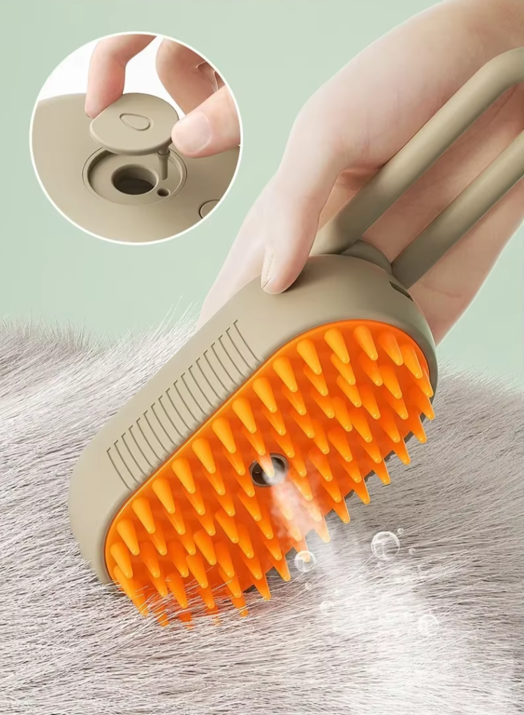 grooming brush spraing water
