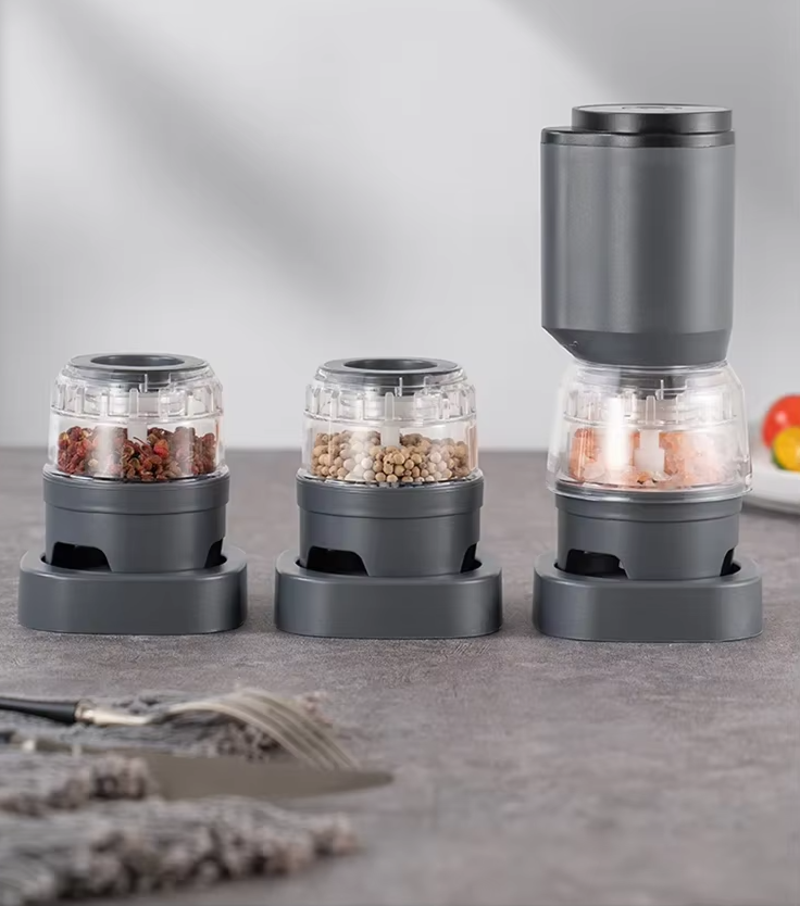 pepper grinder and two spice container