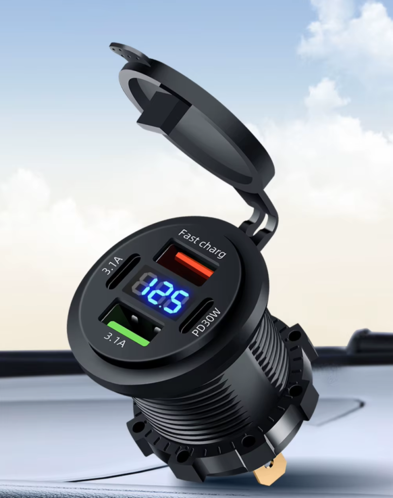 car charger design and landscape background