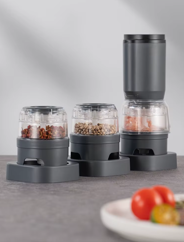 pepper grinder and two spice container