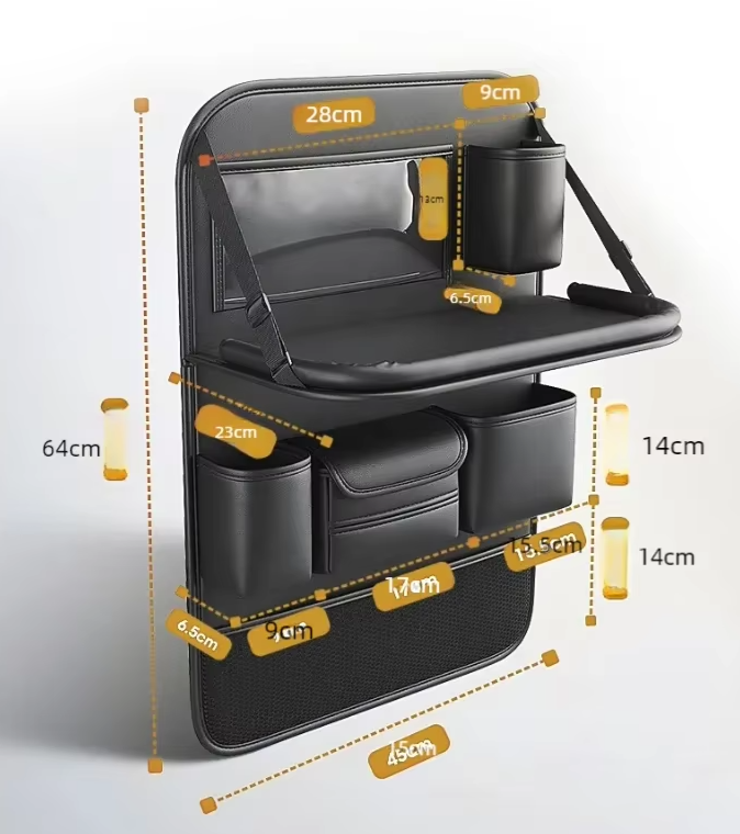 Seat Back Storage Bag detailed dimensions