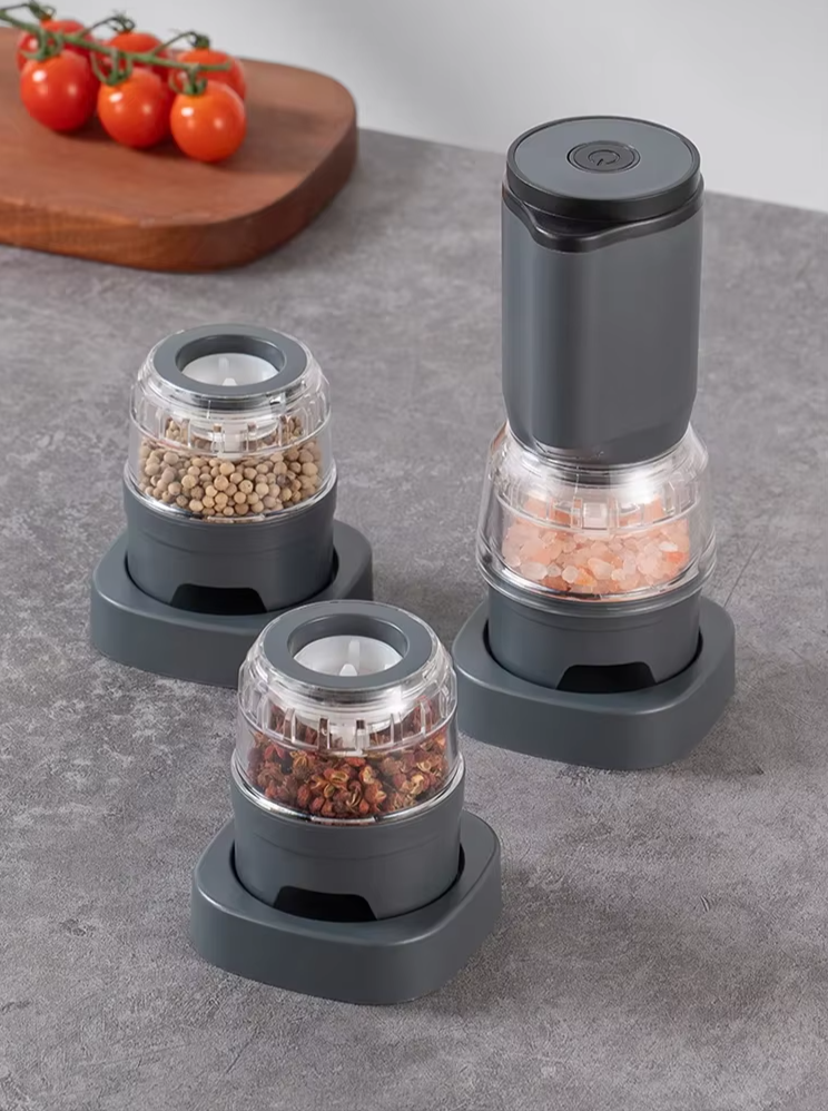 pepper grinder and two spice container