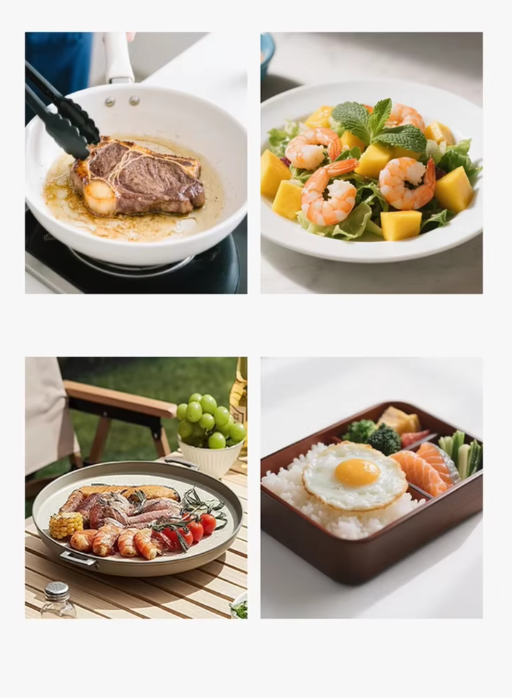 four different food images