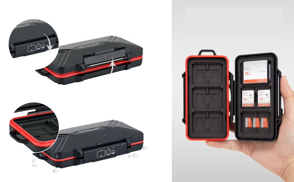 Opened sd storage case