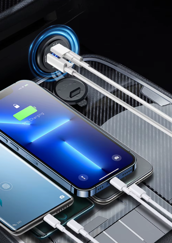 car charger charging 4 cellphones