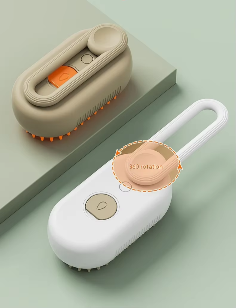 white and orange style grooming brush