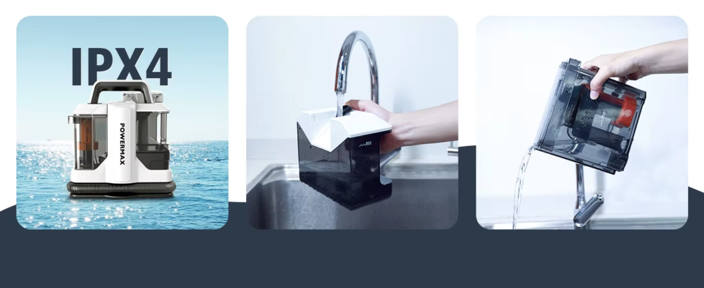 ipx4, easy to clean carpet cleaner