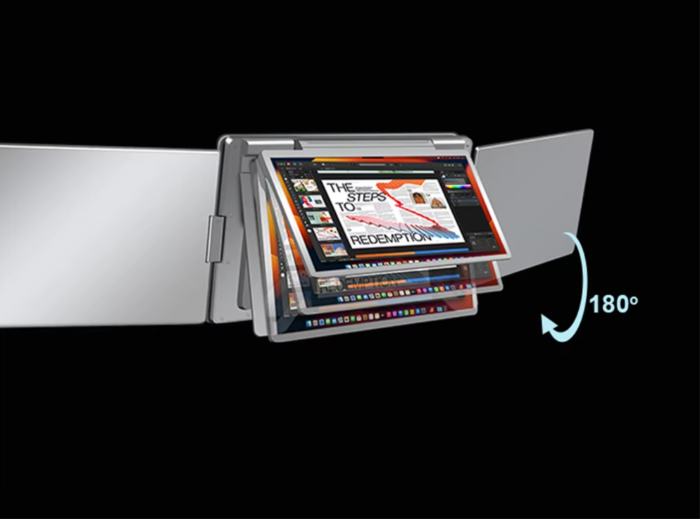 triple portable monitor folding the middle monitor