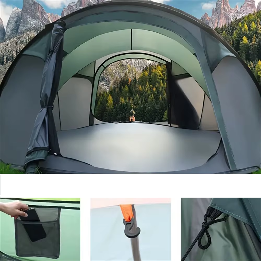 inside of green version of camping tent