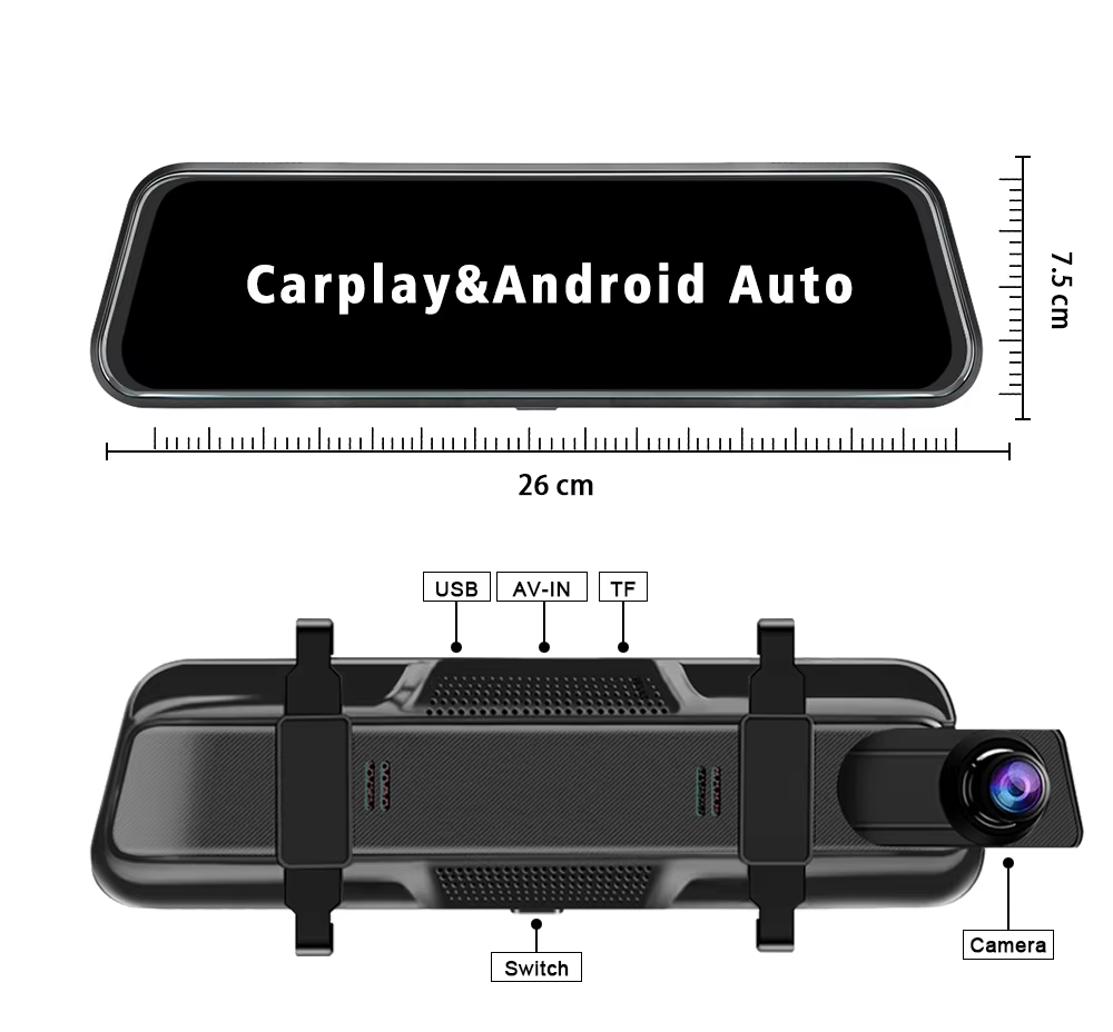 front and back part of rearview camera