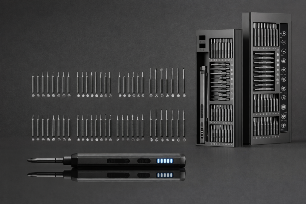 All parts of screwdriver set