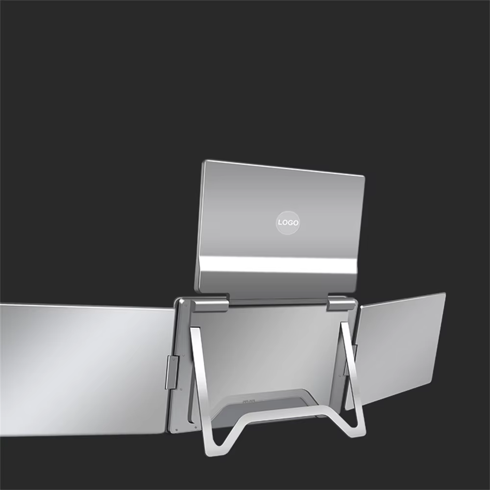 back side of triple portable monitor