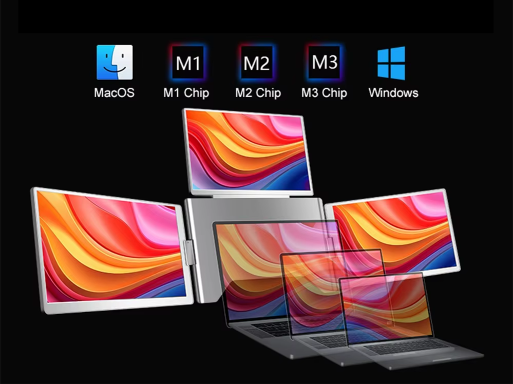windows and mac compatible triple portable monitor