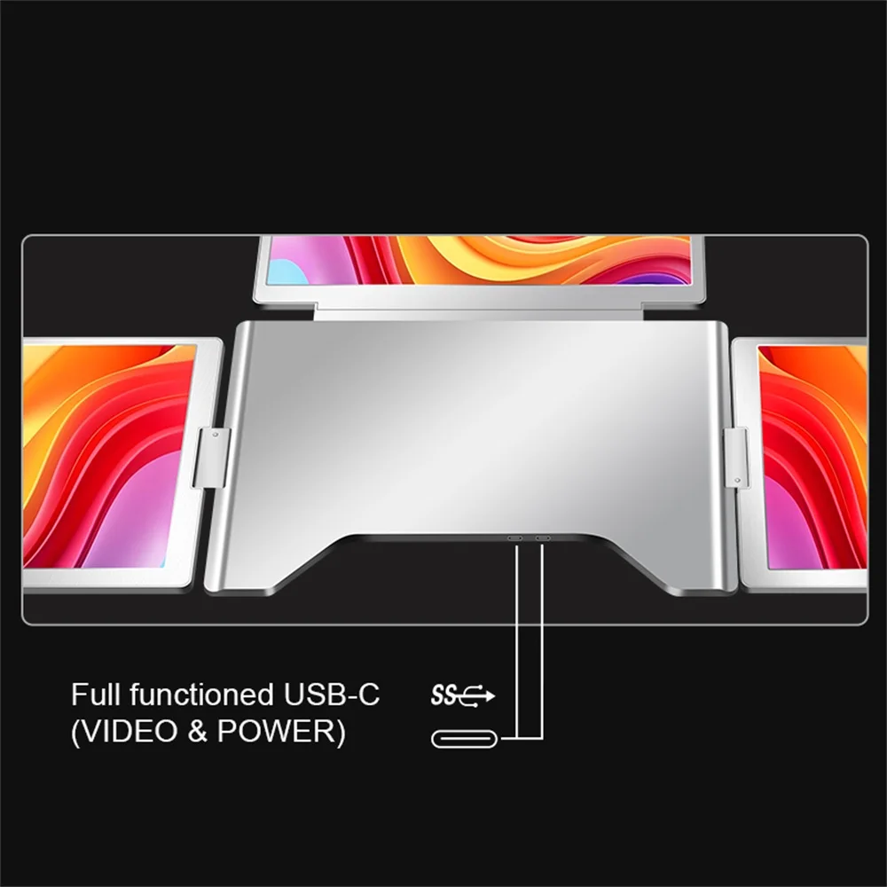 usb-c video and power function from triple portable screen