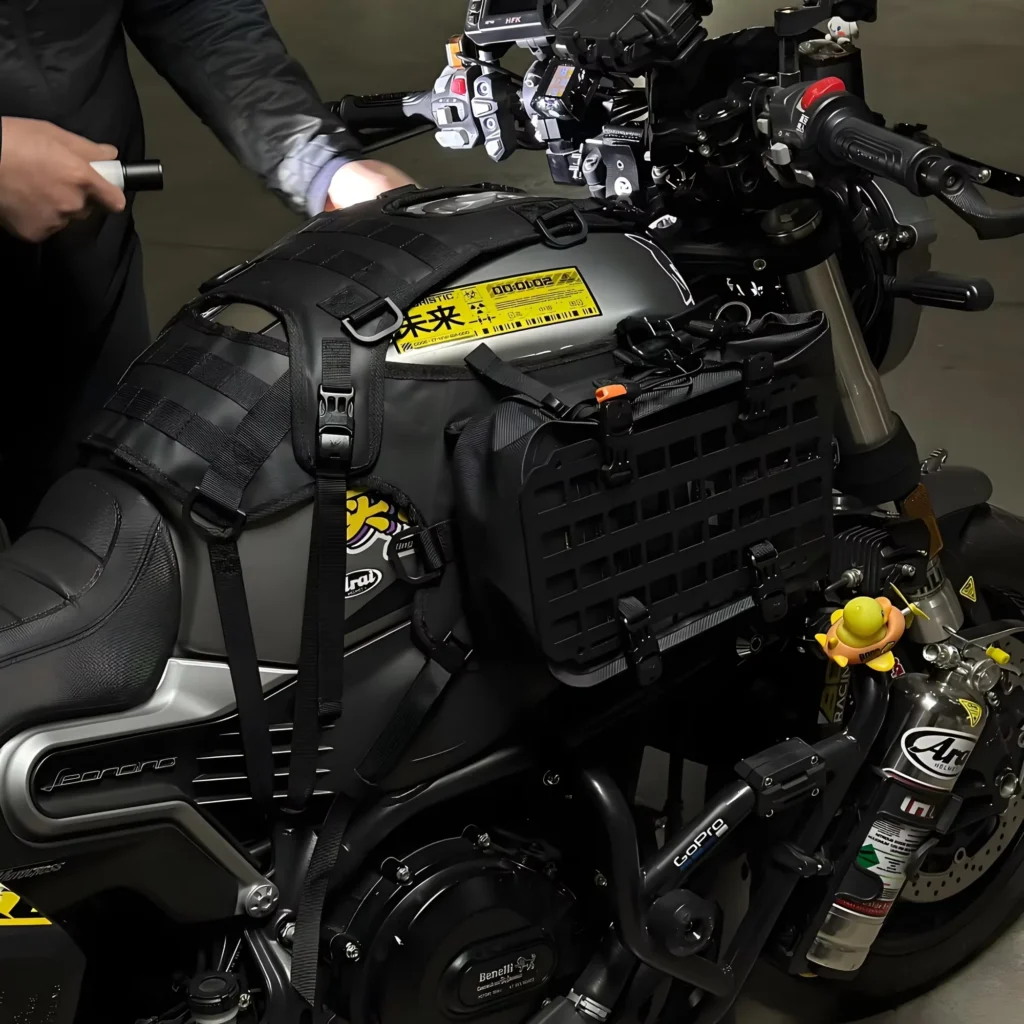 side view from motorcycle tank vest