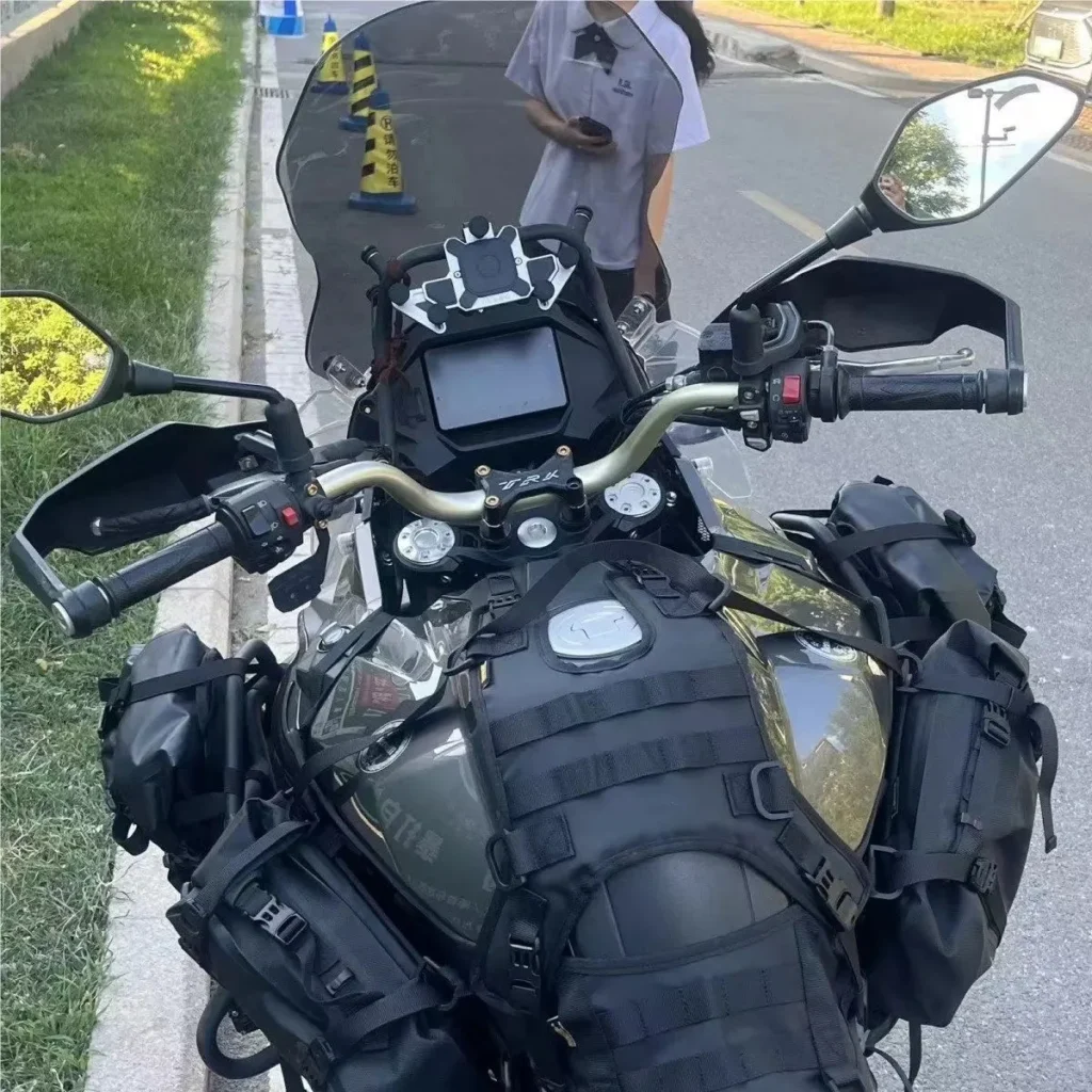 motorcycle tank bag with two storage bag