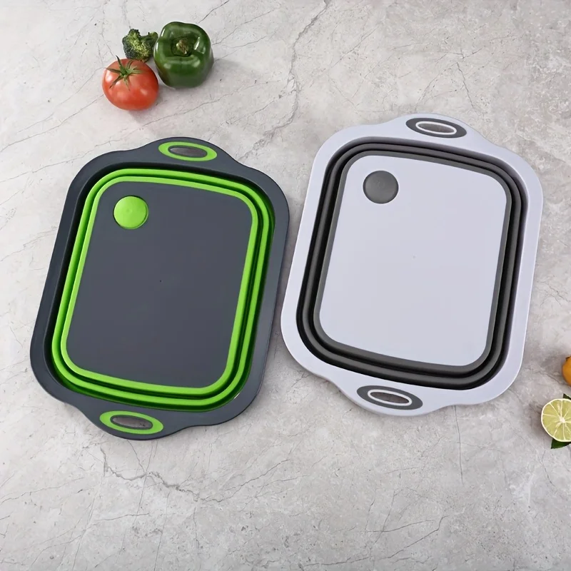 green and white portable and foldable space saving basin folded