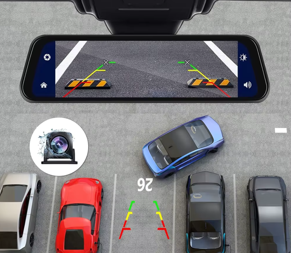 smart rearview showing rearbounds 4k mirror car cam