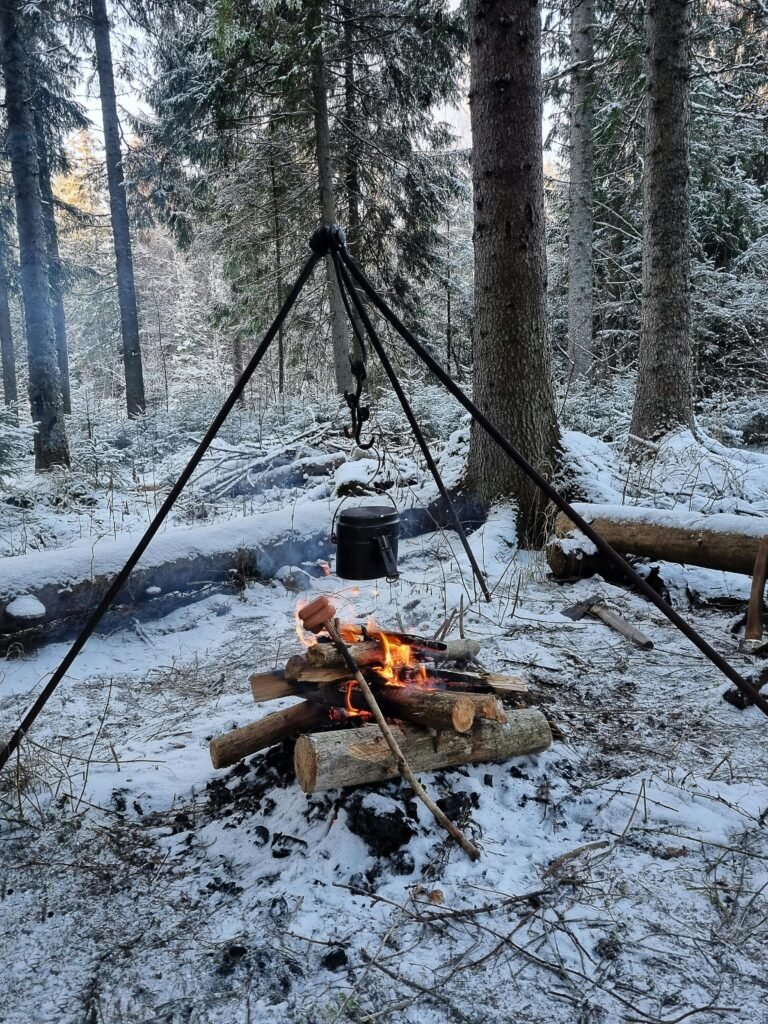 Fire pitch in winter