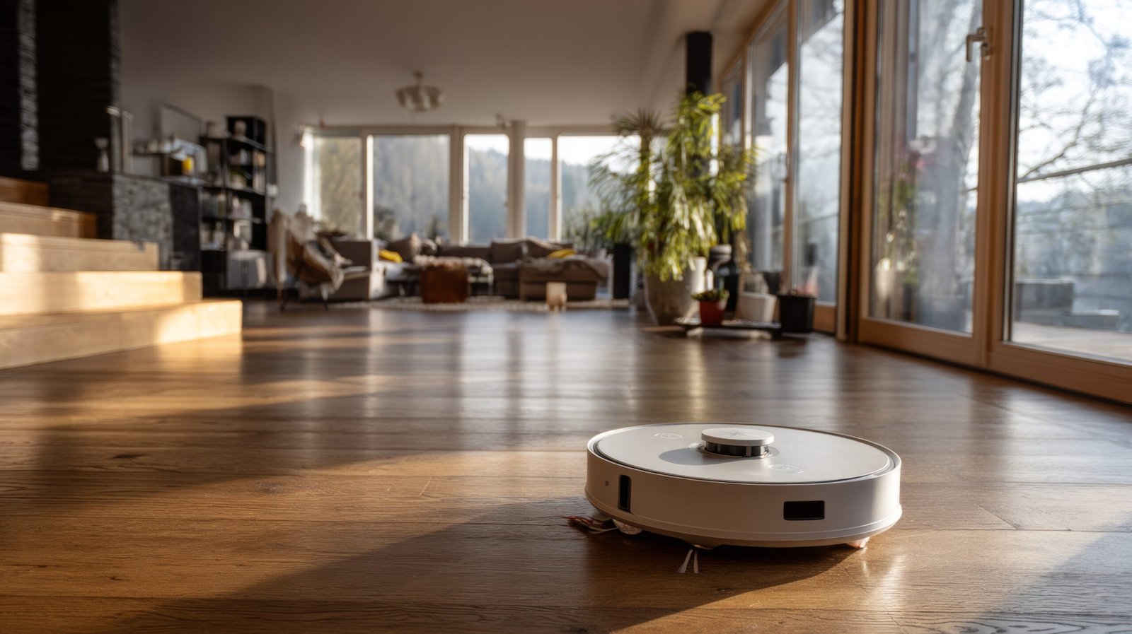 living room photo focusing on a vacuum cleaner